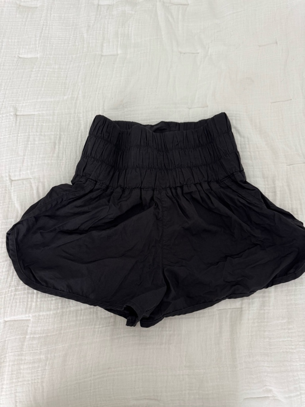 FP Movement by Free People Black High-Waist Smocked Waistband Shorts